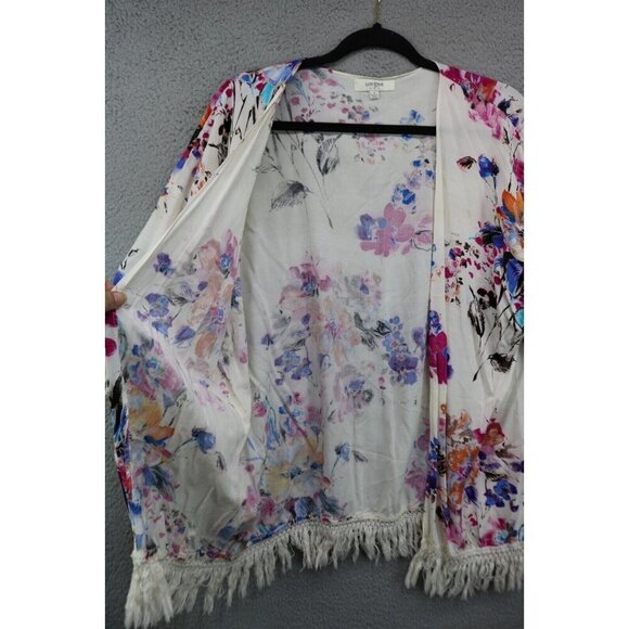 Umgee Floral Overlay Open Front-Size Small-Fringed-BOHO-Oversized - Picture 2 of 9